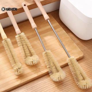 KUZHEN Bàn chải làm sạch chai tay cầm dài bằng gỗ Bàn chải làm sạch cốc Bàn chải làm sạch HOT