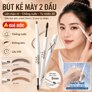 🔥Giá sốc🔥Lên màu rõ không lem bút kẻ mày 2 đầu|Bút kẻ mày 3D chống nước tự nhiên|Bền màu lâu trôi bút kẻ mày mờ ảo