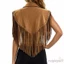 MAPLEPOET-Áo vest không tay cổ áo có tua rua không đều