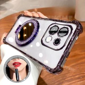 Oppo Reno16 F 5G 2026 Gương Mạ Điện Thoại Lấp Lánh Trong Suốt Cho OPPO Reno 16 Reno16F Reno16 F 16F OppoReno16F Pro 5G 4G 2026 Vỏ Từ Magsafe Đứng Ốp lưng