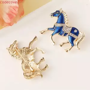 COCODECOVED Men Kim Cương Giả Ngựa Trâm Cài, Phong Cách Trung Hoa Sang Trọng Cung Hoàng Đạo Pin, Phụ Kiện Trang Sức Cá Tính Quyến Rũ Retro Cổ Điển Động Vật Ve Áo Chân Quà Tặng