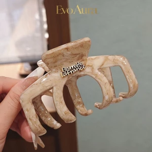 Nhẹ Sang Trọng Pháp Trà Sữa Màu Kẹp Đá Cẩm Thạch Họa Tiết Đi Lại Hàng Ngày Dây Buộc Tóc Thanh Lịch Giảm Tuổi Niche Khí Quyển Phụ Kiện Tóc