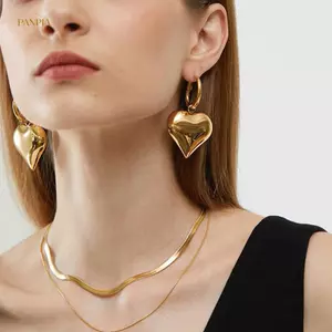 PNPIA- Bông Tai Vòng Trái Tim Tinh Tế Bất Đối Xứng Bông Tai Lớn Cho Nữ Thời Trang Mới Trang Sức Dự Tiệc Cô Gái Sang Trọng Quà Tặng