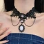 ZENZON Nữ Gothic Choker, Phong Cách Vintage Handmade Đen Ren Choker, Ren Đen Hợp Thời Trang Có Thể Điều Chỉnh Màu Tím Viền Tím Tím Viền Cổ Áo Dự Tiệc