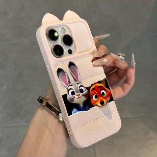 Ốp lưng tai mèo áo lông vũ Zootopia Judy Nick rách giấy chống sốc dễ thương hot cặp iPhone 16/17/15/14/13/12/11/X/XS Max