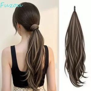 Phần mở rộng đuôi ngựa xoăn dài FUJIZOU, Bộ tóc giả đuôi ngựa sóng 24 inch tổng hợp, Sử dụng hàng ngày Quấn linh hoạt xung quanh các lớp Tóc đuôi ngựa tự cuộn Sử dụng hàng ngày