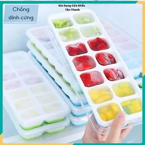 KHAY LÀM THẠCH 14 Ô ĐA NĂNG - Có Nắp Đậy Vệ Sinh, Khay Đá Silicon Cao Cấp