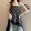 Fat mm Phong cách ngày lễ Sling Áo Vest không tay không đều Kích thước lớn thon gọn hơn Áo in hình cổ điển