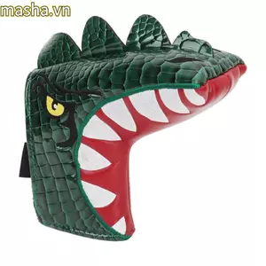 Vỏ bọc đầu câu lạc bộ golf, Vỏ bọc đầu tài xế da PU hình Tyrannosaurus Rex, Thiết kế khủng long Co giãn Đóng cửa vải chống thấm nước màu xanh lá cây Bộ vỏ đầu chơi gôn