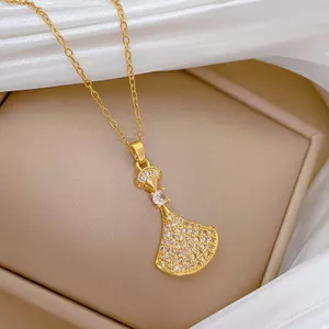 Váy Lá Bạch Quả Full Kim Cương Ánh Sáng Sang Trọng Tuyệt Đẹp Tuyệt Đẹp Full Kim Cương Vòng Cổ Nữ Phù Hợp Với Xương Đòn Dây Xích Thép Titan 2026-6-