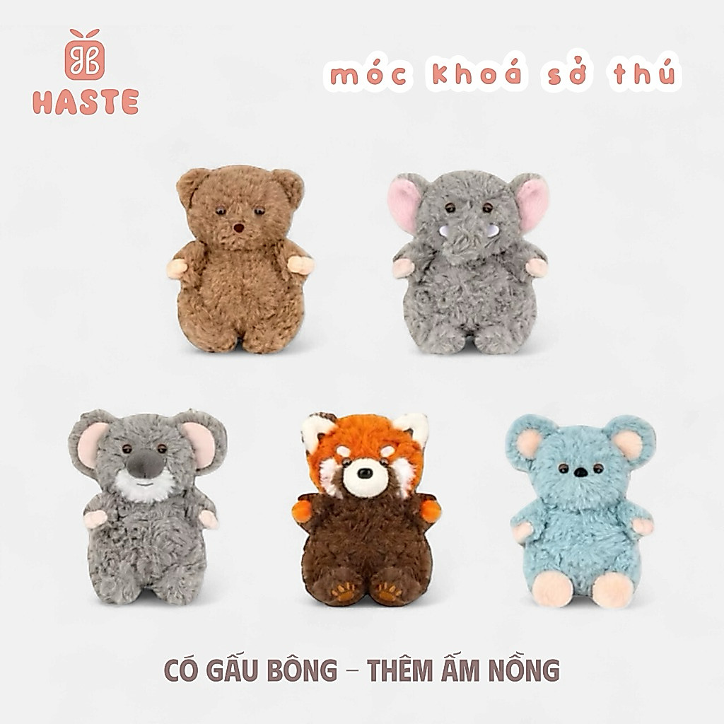 Móc Khoá Thú Nhồi Bông Animal Động Vật Sở Thú Voi Gấu Trúc Đỏ Koala Chuột Gấu Teddy Lông Xù Siêu Mềm Mịn Siêu Dễ Thương