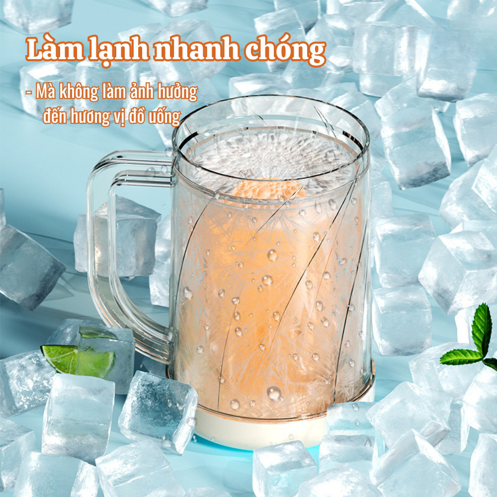 Cốc Uống Nước Làm Lạnh 2 Lớp Tích Hợp Làm Đá HOMIE, Cốc Giữ Nhiệt Bia Vĩnh Cửu Không Tan Đá Đa Năng