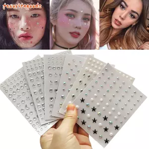 FAVORITEGOODS Mặt Đá Quý, Nhãn Dán Trang Điểm Ngôi Sao Mặt Trăng Tự Dính, Trang Trí Sân Khấu Jewel Kid Đồ Chơi Kim Cương Giả Gel Thanh Trượt