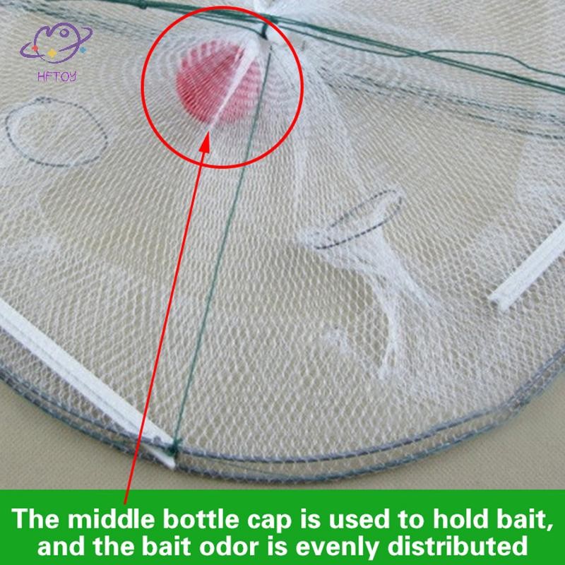 HFTOY 1 Cái Có Thể Gập Lại Câu Cá Cá Cua Mồi Lưới Bẫy 4 Lỗ Crayfish Tôm Hùm Fishnet Đúc Nhúng Lồng 42 * 20cm ~