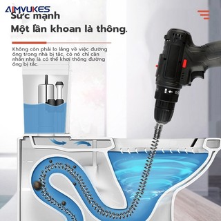 [🔥Rẻ AIMVUKES ]Dây thông tắc cống, thông bồn cầu lò xo INOX siêu bền từ 3 đến 15m lắp cùng máy khoan đã có đầu nối