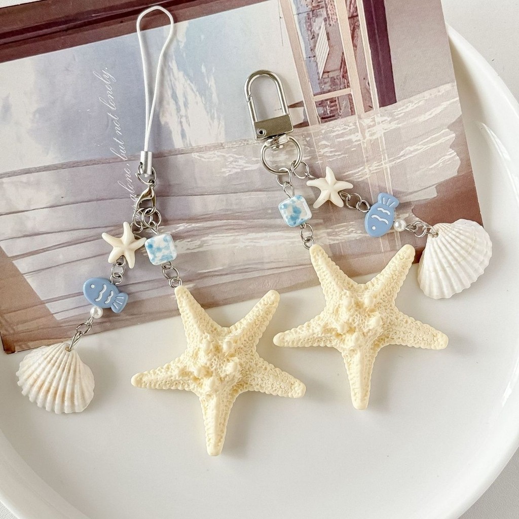Cửa hàng bán chạy!!!Phụ kiện điện thoại di động [Ocean Series] Vỏ đại dương Sao biển Móc khóa Mặt dây chuyền túi đi học Mặt dây chuyền điện thoại di động Mặt dây chuyền phong cách đảo Điện thoại di động đa năng