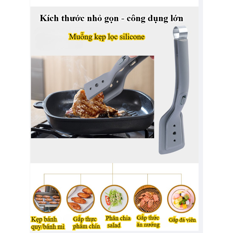kẹp thực phẩm kẹp thịt gắp thịt nướng lật đật phụ kiện nhà bếp đồ bếp nướng bbq vá xới cơm  silicon