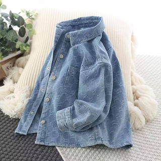 Trẻ Em Trẻ Em Áo Sơ Mi Denim Bé Trai 2025 Xuân Thu Áo Sơ Mi Phong Cách Mới Jacquard Thường Ngày Phù Hợp Với Trung Nhỏ Trẻ Em Bé Trai Bé Tay Dài