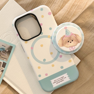 [Sheren] Ốp điện thoại hình chú chó con chấm bi nhỏ tươi thích hợp cho i16 15 14 13 12 11 pro max Vỏ bảo vệ chống sốc