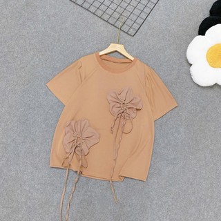 Áo thun bigsize nữ phối hoa 3D dây rủ đẹp, form rộng che khuyết điểm, dễ thương  năng động 50-92kg A292