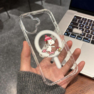 Ốp Bảo Vệ Trong Suốt Họa Tiết Snoopy Trượt Băng Cho iPhone 11 12 Pro 13 Pro Max 15 Pro Max 14 16 Pro 16 Plus 17 Air 17 Pro 17 Pro Max Ốp Điện Thoại