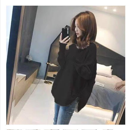 Áo sơ mi dệt kim cổ thấp cho bà bầu mùa thu