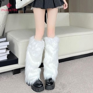 < zhuliye789 > Vỏ bốt làm ấm chân giả màu trắng Y2K Goth Tất chân rắn Punk dài đến đầu gối Tất ấm thời trang