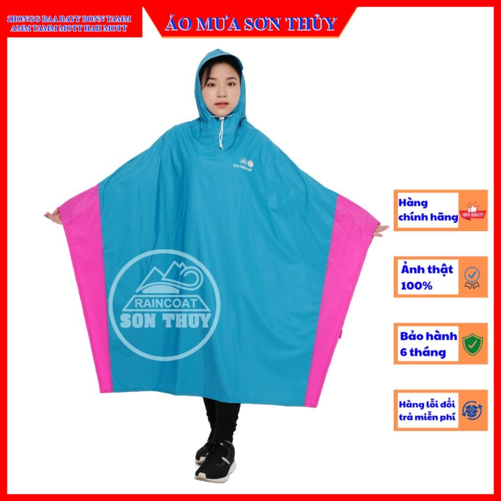 Áo mưa tuổi teen chính hãng Sơn Thủy, áo mưa choàng cho trẻ em 1m4-1m52, áo mưa trẻ em 12-16 tuổi aomuasonthuyhn