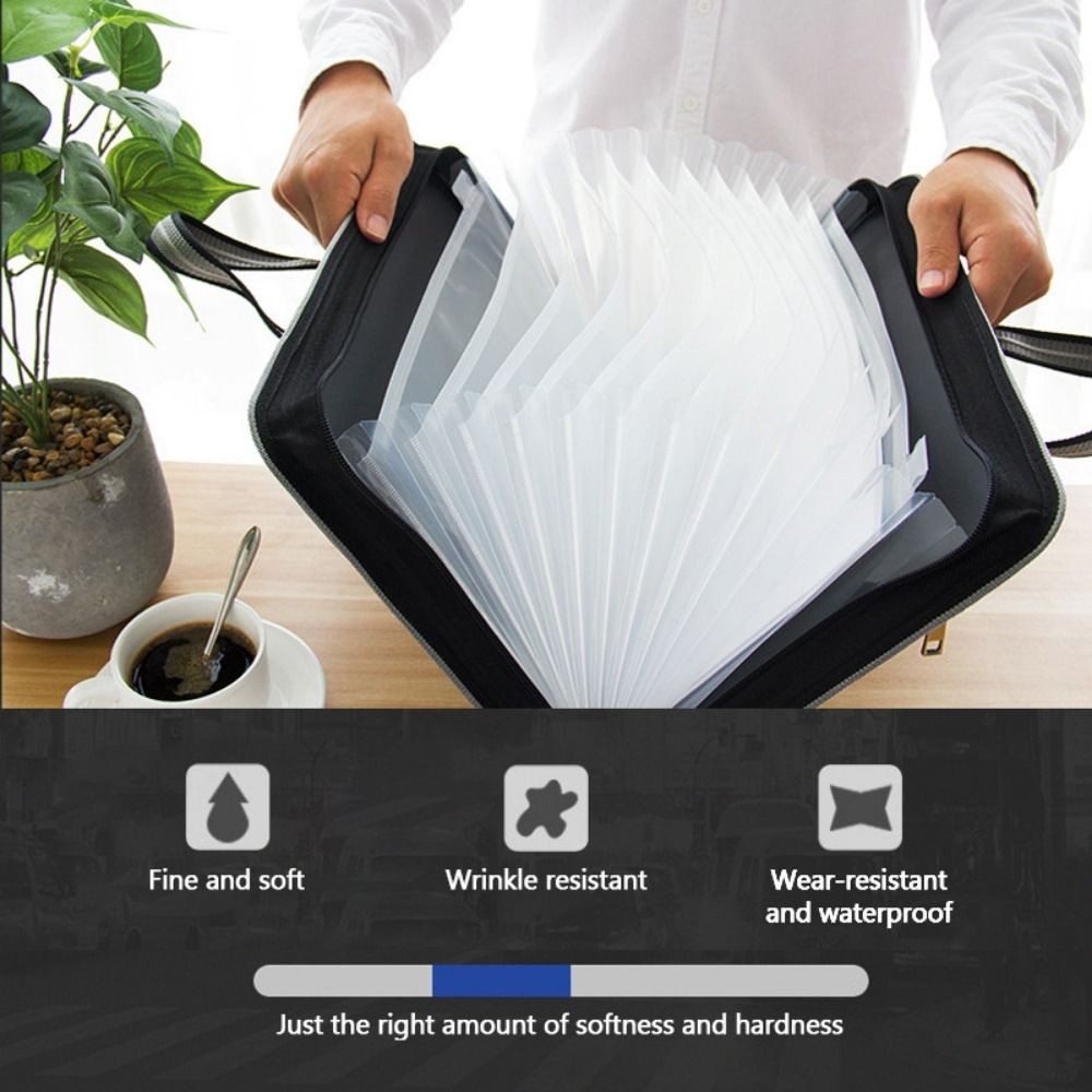 Túi đựng hồ sơ tài liệu THFENG A4, Thư mục Accordion dây kéo đôi 12 lớp, Bộ sắp xếp lưu trữ tập tin vải dung lượng lớn di động