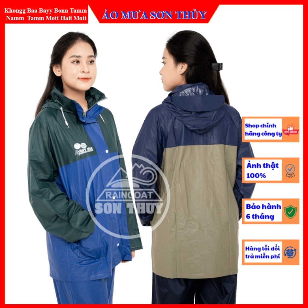 Bộ áo mưa nhựa Sơn Thủy - bộ quần áo đi mưa mưa PVC không thấm nước K12 Không BALO