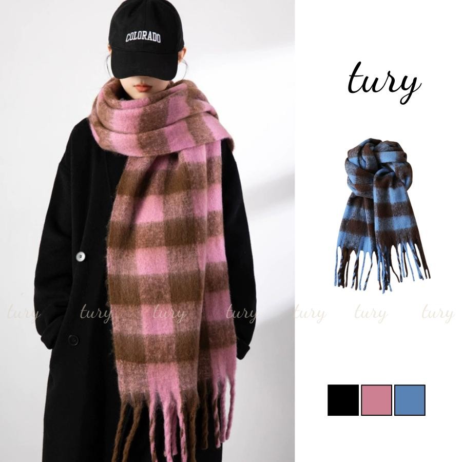 Khăn Quàng Cổ Len Unisex nam Nữ - Tury - Khăn Len Choàng Cổ Kẻ Sọc - LN140