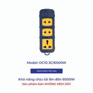 Ổ cắm đa năng công suất cao 6000W chịu tải tốt Rạng Đông OC10 (không kèm dây) Model  OC10 3C/6000W