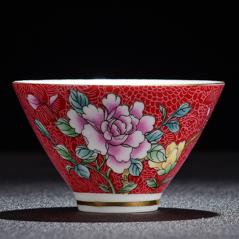 Jingdezhen Men Nhiều Màu Sắc Trà Gốm Master Cup Hộ Gia Đình Retro Nướng Hoa Trà Cốc Đơn Cốc Quà Tặng Lưu Niệm SIXA
