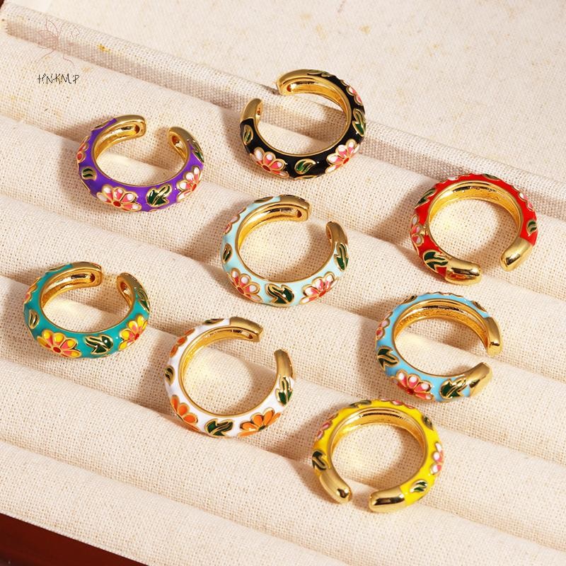 Nhẫn hình học vintage đa màu sắc, phù hợp làm món quà trang sức cho lễ cưới và đính hôn.