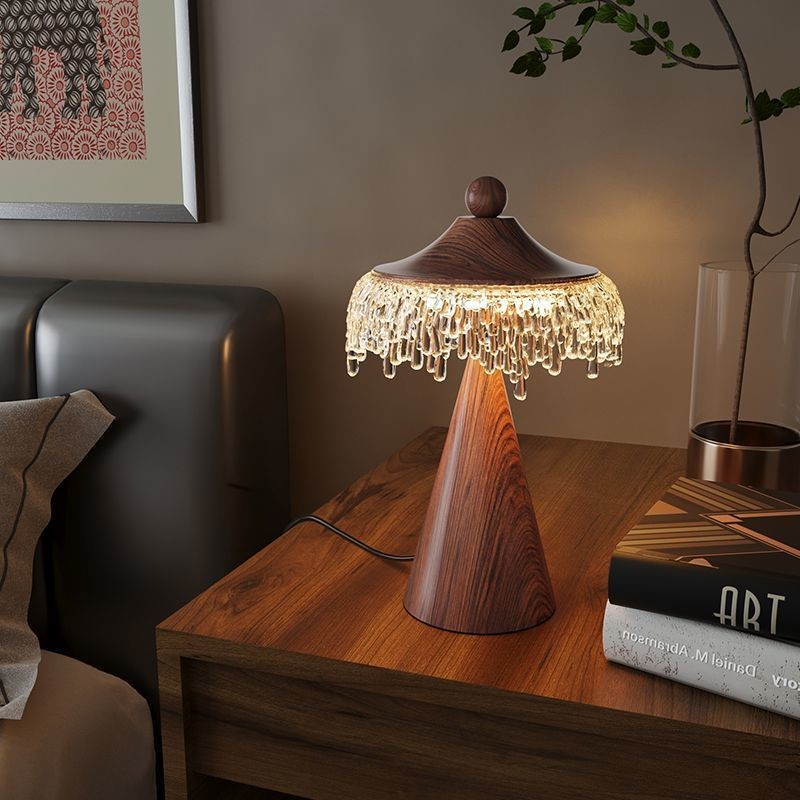 Đèn bàn thả nước cắm phong cách Wabi-sabi Nhật Bản, Đèn bàn Led bằng gỗ cổ điển, Phòng khách, Đèn ngủ trang trí phòng ngủ