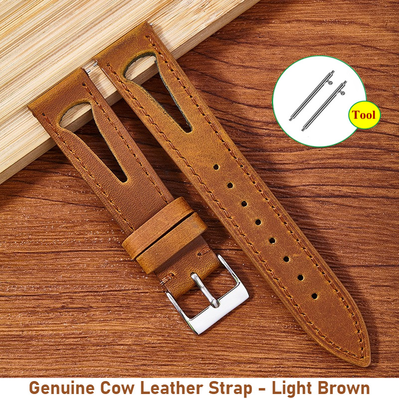 Dây đeo đồng hồ bằng da thật phong cách rỗng 20 / 21 / 22 / 24mm Phát hành nhanh chóng thoáng khí Cut-Out Top Grain Da bò Rally Racing Watch Band Bracelet dành cho nam nữ