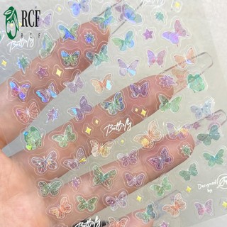 Nhãn dán móng tay đầy màu sắc Cánh bướm - Thiết kế Laser họa tiết dập nổi