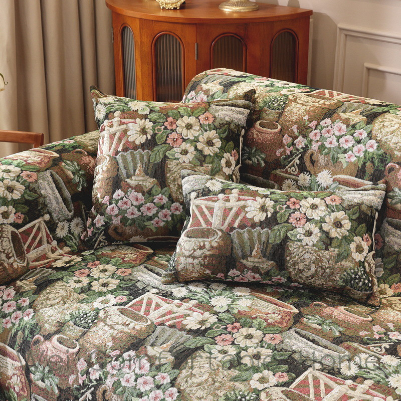 2025 Phong Cách Mới Phong Cách Châu Âu Cao Cấp Sofa Bao Vải Bốn Mùa Đa Năng Bao Gồm Tất Cả Jacquard Một Toàn Bộ Sofa Bao Chăn Khăn