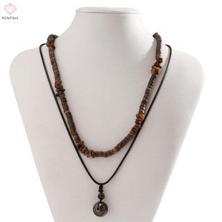 Đá tự nhiên hạt gỗ da sáp - Vòng cổ vintage dành cho nam