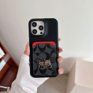 Khe cắm thẻ có hoa văn vải thiều nửa túi thời trang Vỏ điện thoại da cho iphone 17 17Air 16 15 14 13 12 11 Pro Max Plus XsMax XR X Xs Mini 16E Caseing