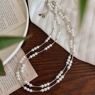 [N1076] Vòng Cổ Dây Chuyền Ngọc Sợi Mãnh, Chuỗi Hạt Ngọc Trai Nhân Tạo Trắng Xám, Sang Trọng Cho Nữ - DAISYN