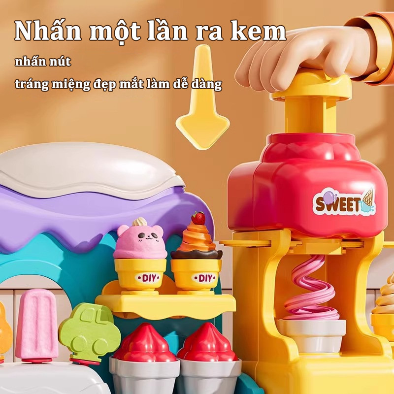 Bộ đồ Chơi Máy Làm Kem Từ đất Sét, Nguyên Liệu Không Độc Hại, Dễ Dàng Vệ Sinh, Không Gây Hại Cho Bé