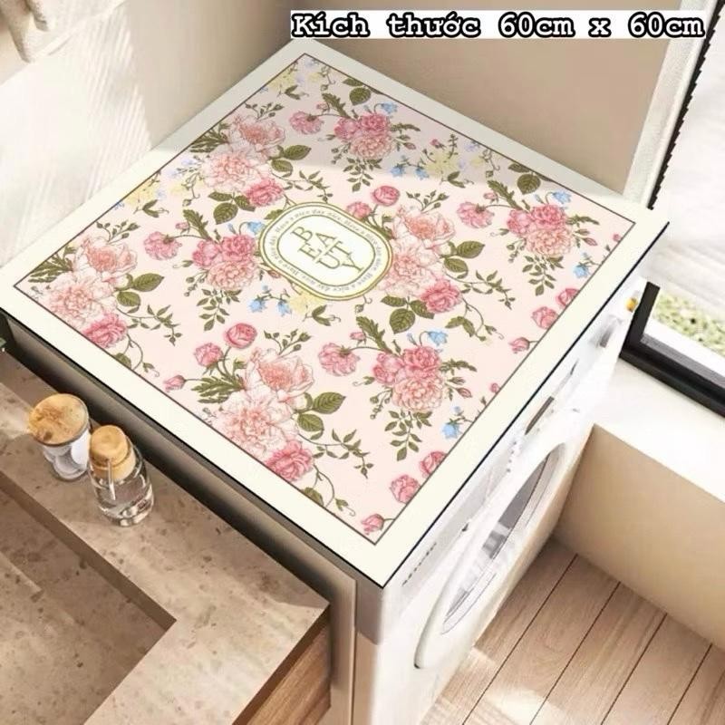 Thảm Phủ Máy Giặt Cửa Trước Silicon In Họa Tiết Kích Thước 60x60 Cm
