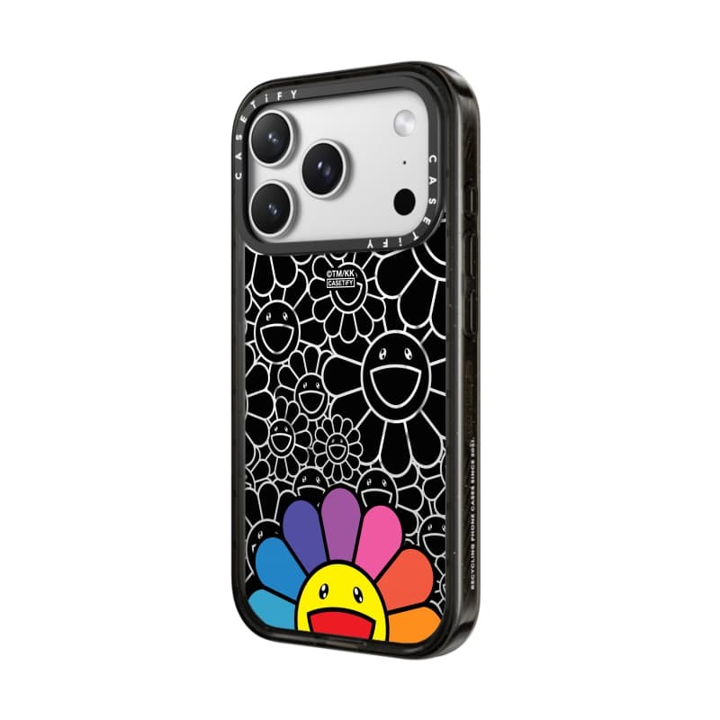 TAKASHI MURAKAMI x CASECASE: FLOWERS BLOOM SMILE (RAINDOW) Vỏ tác động hút từ tính cứng trong suốt cho Apple IPhone 12 13 14 15 16 17 Pro Max Air Plus có hộp