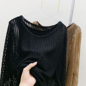 Áo lưới bigsize nữ form rộng tay dài basic, chất nhẹ thoáng mát phối áo ba lỗ màu hottrend dáng suông nhẹ - A317+G245