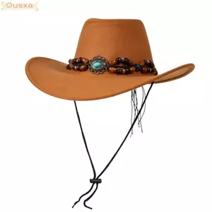 OUSXA Mũ Cao Bồi Phương Tây, Da Lộn Nhân Tạo Phong Cách Tây Tạng Mũ Top, Vành Cong Dân Tộc Mềm Cuộn Vành Bò Cô Gái Mũ Cưỡi Ngoài Trời