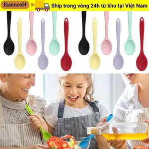 Thìa Trộn ESSENCEH, Thìa Silicon Tay Cầm Dài Chống Dính, Bộ Đồ Ăn Nấu Ăn Chịu Nhiệt Bền Thìa Khuấy Đồ Dùng Nhà Bếp