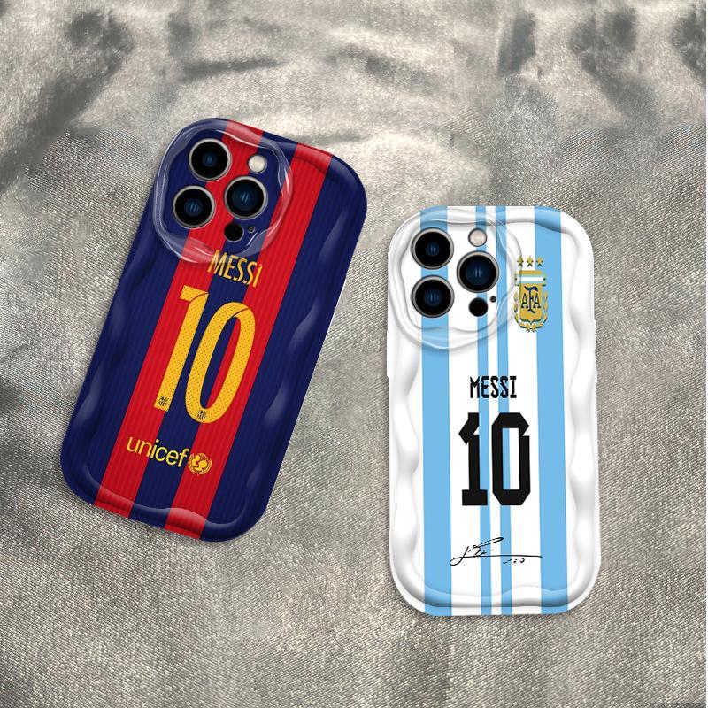 Ốp Silicon Hoạt Hình Cho iPhone 17 16 15 14 13 12 11 Pro Max Plus 17 AIR 3D Wave Vỏ Điện Thoại Mềm TPU NO.10 Bóng Đá World Cup Messi Ốp Lưng Chống Sốc