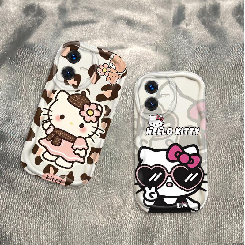 Vỏ Silicon Hoạt Hình Cho VIVO Y22 Y22S 4G 3D Vỏ Điện Thoại Mềm TPU Da Báo In Hình Kitty Ốp Lưng Chống Sốc