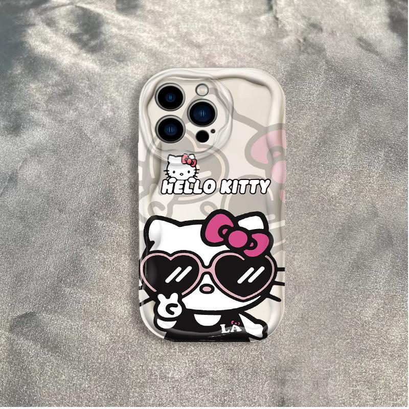 Vỏ Silicon Hoạt Hình Cho iPhone 17 16 15 14 13 12 11 Pro Max Plus 17 AIR 3D Wave Vỏ Điện Thoại Mềm TPU Da Báo Kitty Ốp Lưng Chống Sốc